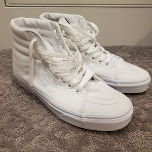 VANS all white canvas hightops size 8.0 men's 9.5 womens sk8-hi